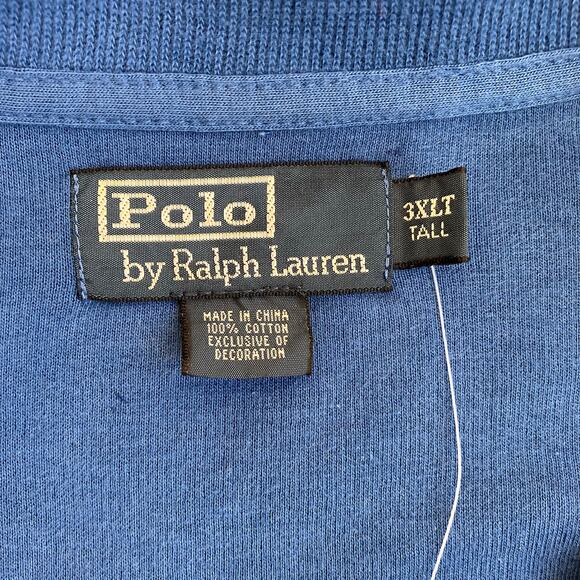 Polo Ralph Lauren Mens 3XL Tall Blue 1/4 Zip Sweater Brushed Cotton Small Pony - Picture 16 of 16